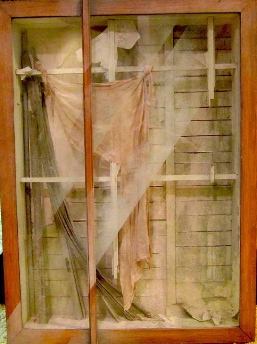 PETER BURKE (ENGLISH 1944-): "Greenhouse Work with Drape". Mixed media construction. Dimensions: H 34" x W 25" x D 4.5" cburkpe001 / C