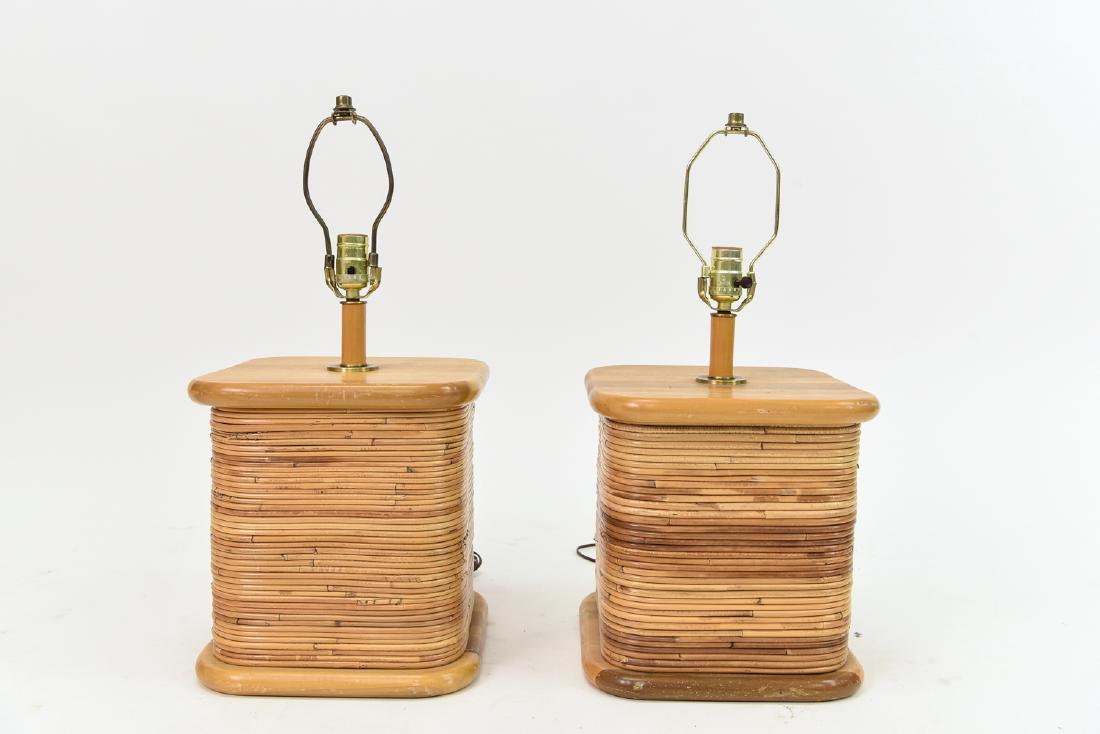 PAIR OF PAUL FRANKL STYLE RATTAN TABLE LAMPS (1 of 10)