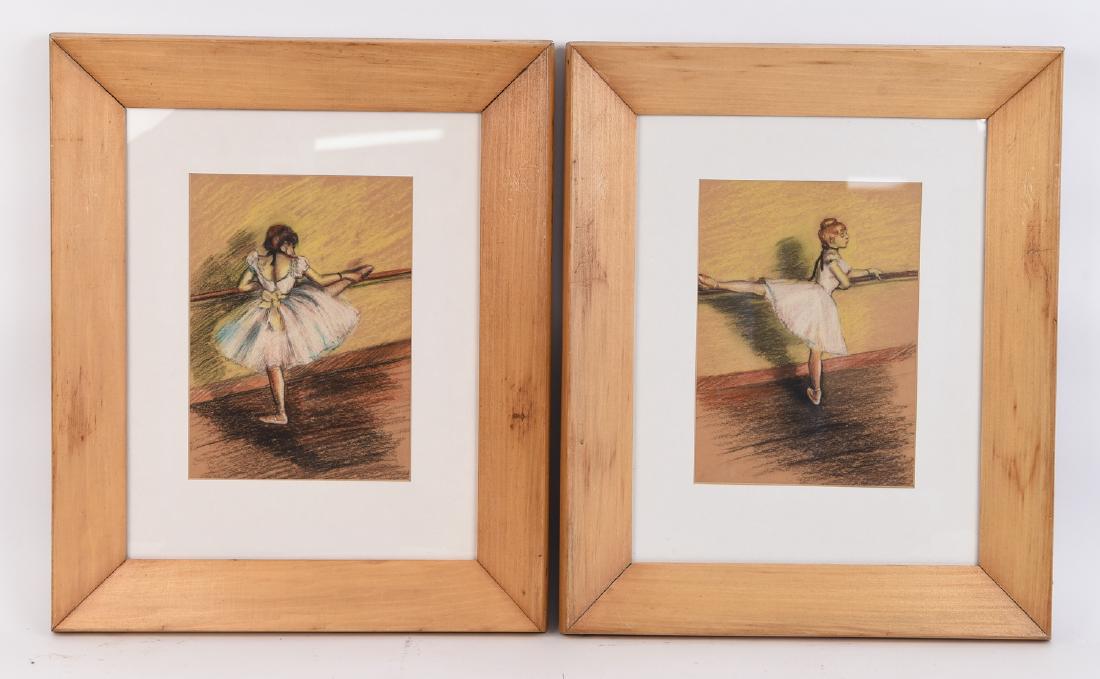 PAIR AFTER EDGAR DEGAS PASTEL DANCER DRAWINGS (1 of 8)