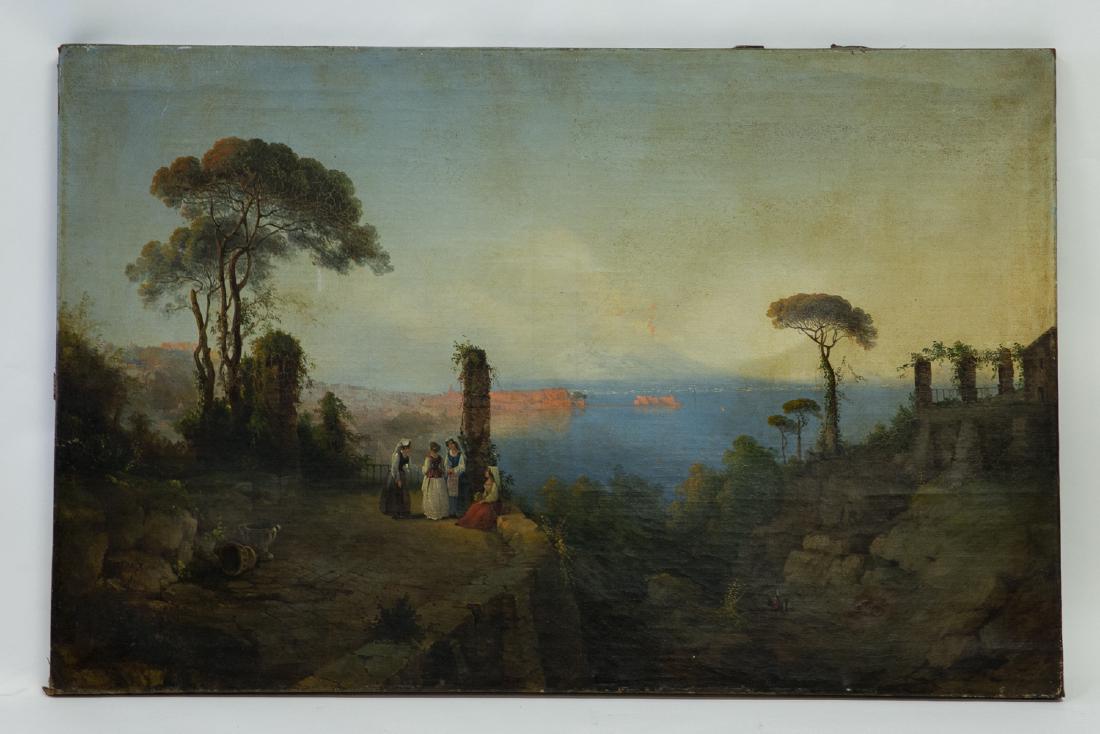 C. 1840/50 BAY OF NAPLES LANDSCAPE PAINTING (1 of 10)