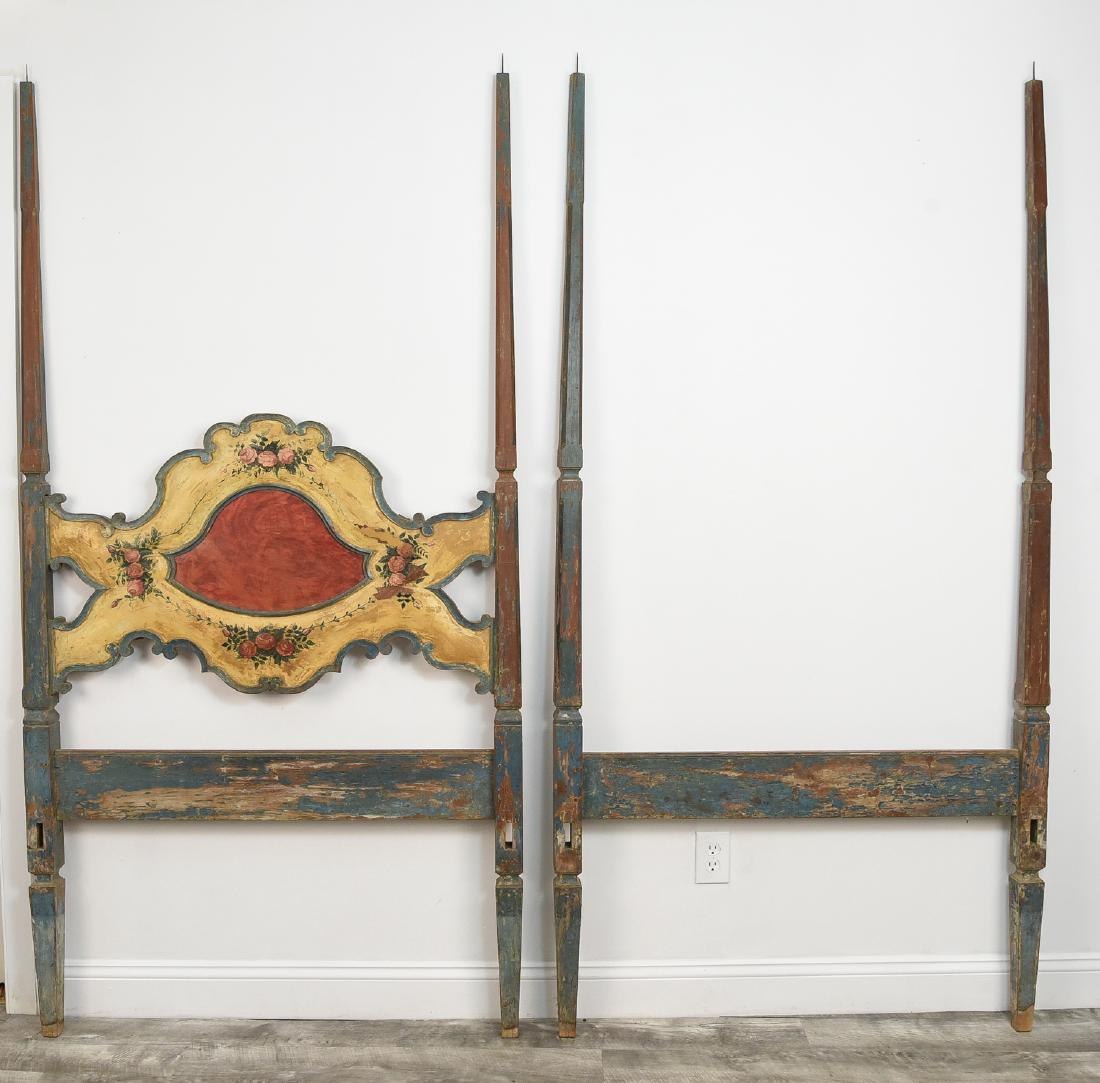 ANTIQUE PAINT DECORATED BED (1 of 9)