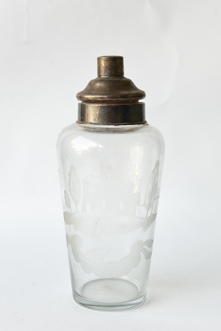 ETCHED GLASS & SILVER MARTINI SHAKER (1 of 7)