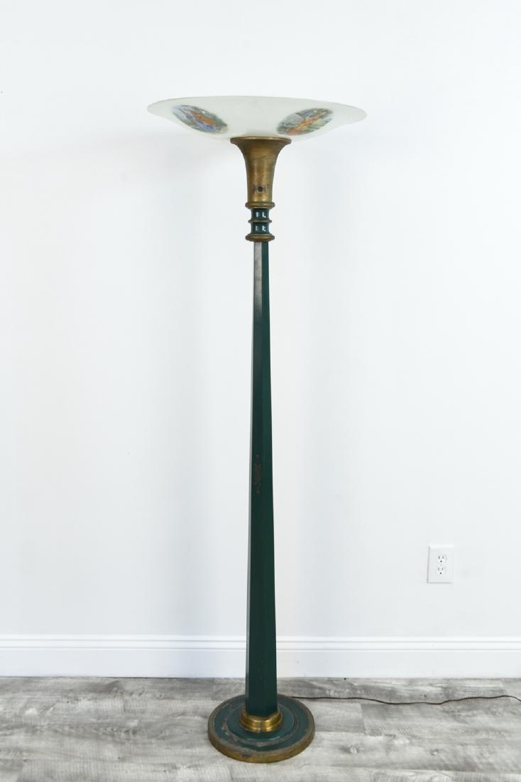 ART DECO GLASS & BRONZE FLOOR LAMP (1 of 10)