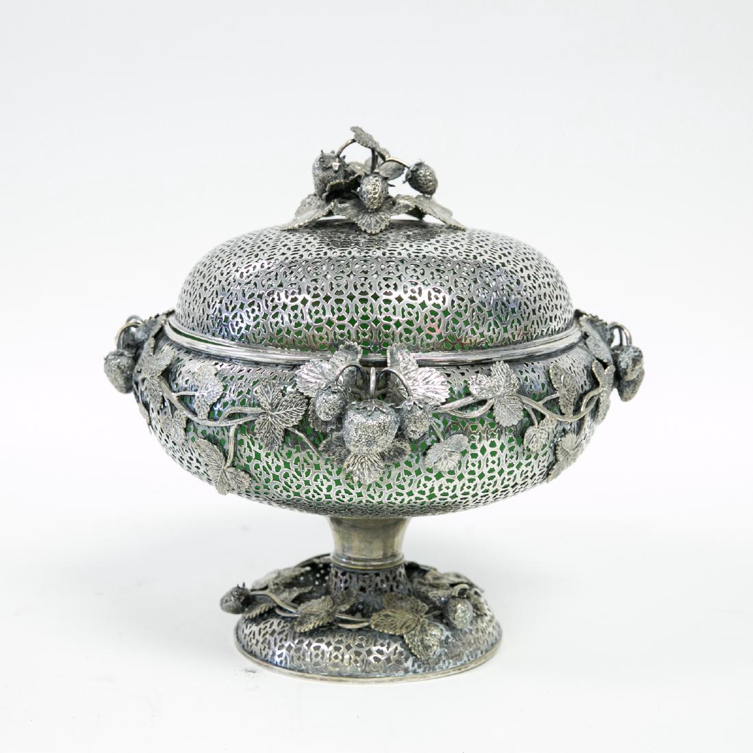 19TH CENTURY SILVER PLATE COVERED BERRY COMPOTE (1 of 9)