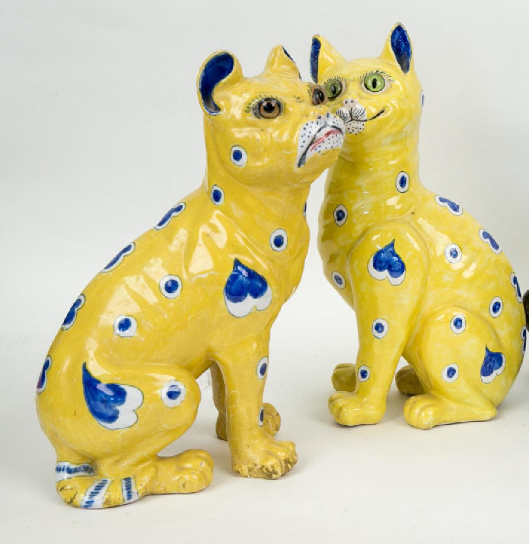 (2) EMILE GALLE PORCELAIN CAT AND DOG SCULPTURES (1 of 5)