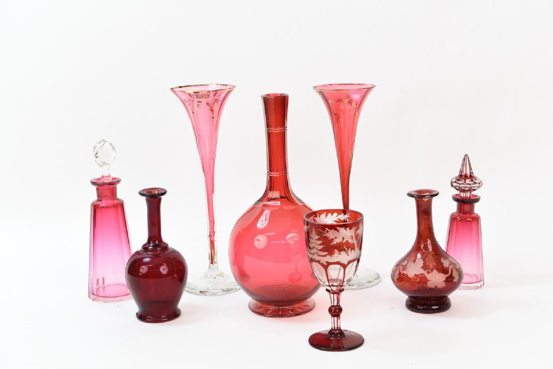 GROUPING OF CRANBERRY GLASS (1 of 10)