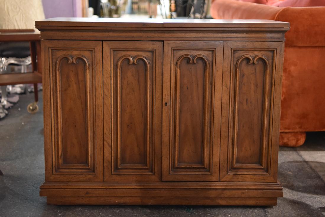BAR CABINET: Dimensions: H 31" x W 39.75" x D 18" Condition: Few surface scratches. Mild wear.