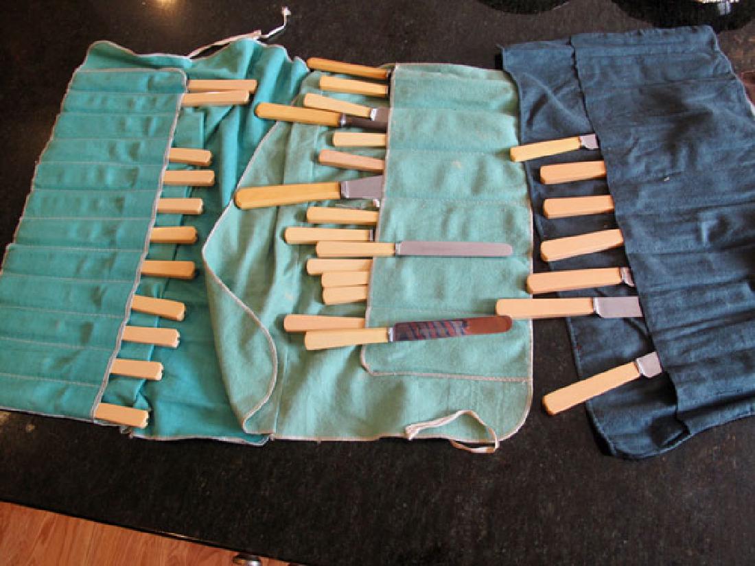 GROUPING OF ENGLISH CELLULOID HANDLE FLATWARE (1 of 4)