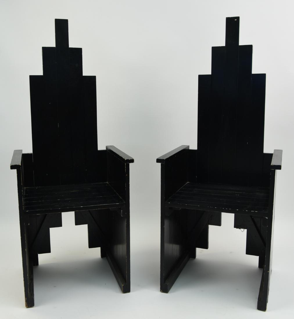 MID-CENTURY WOOD SKYSCRAPER CHAIRS (1 of 10)