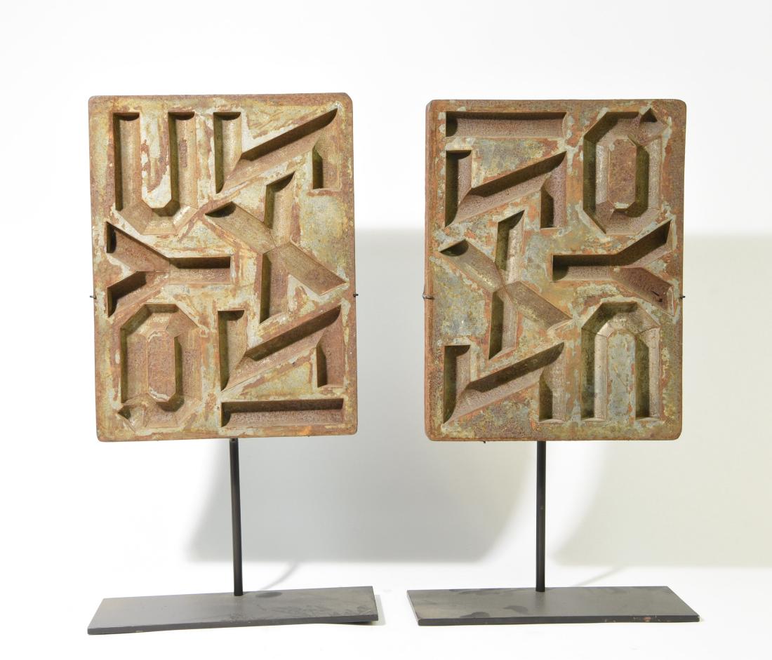 (2) EARLY INDUSTRIAL ALPHABET MOLD TRAYS (1 of 9)