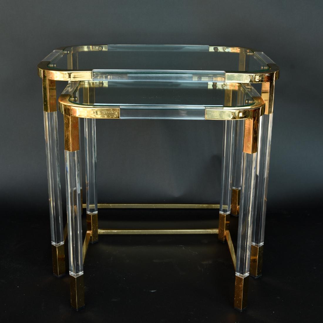 LUCITE, GLASS & BRASS NESTING TABLES (1 of 10)