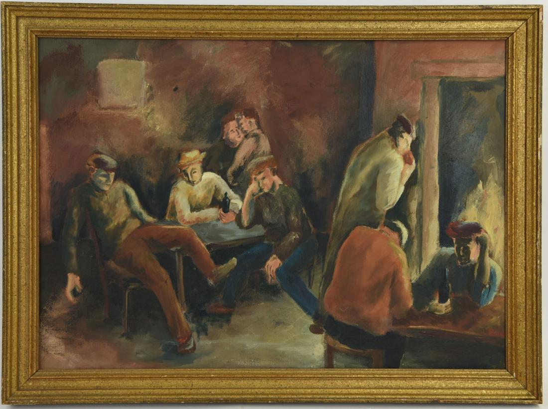 WPA BAR SCENE SIGNED OIL ON CANVAS (1 of 9)