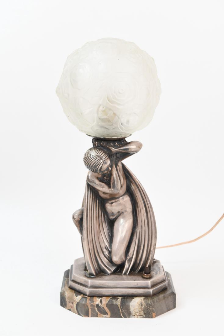 SABINO GLASS ART DECO SILVER BRONZE LAMP (1 of 10)