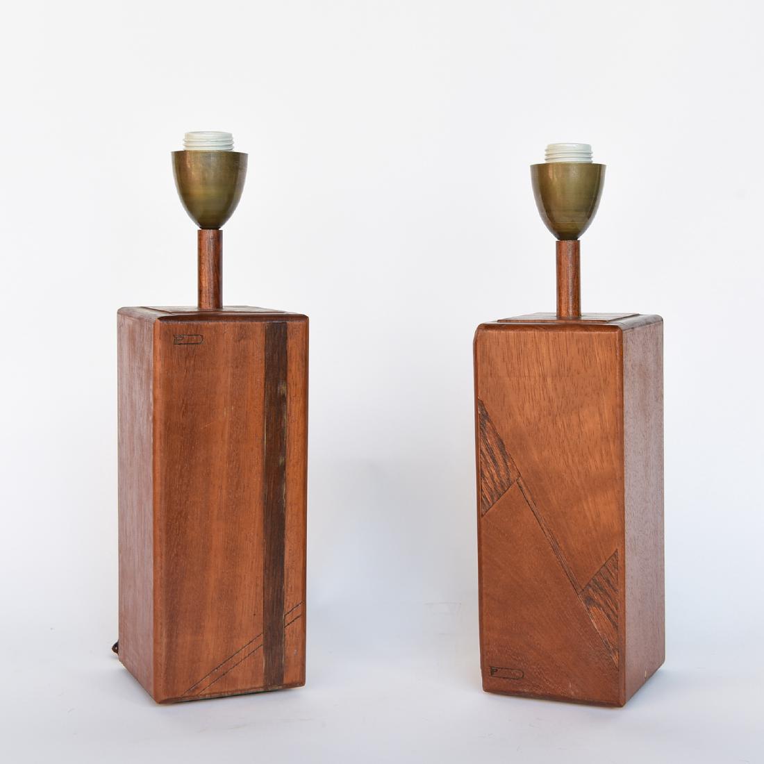 PAIR OF MID CENTURY DECO STYLE WOODEN LAMPS (1 of 10)