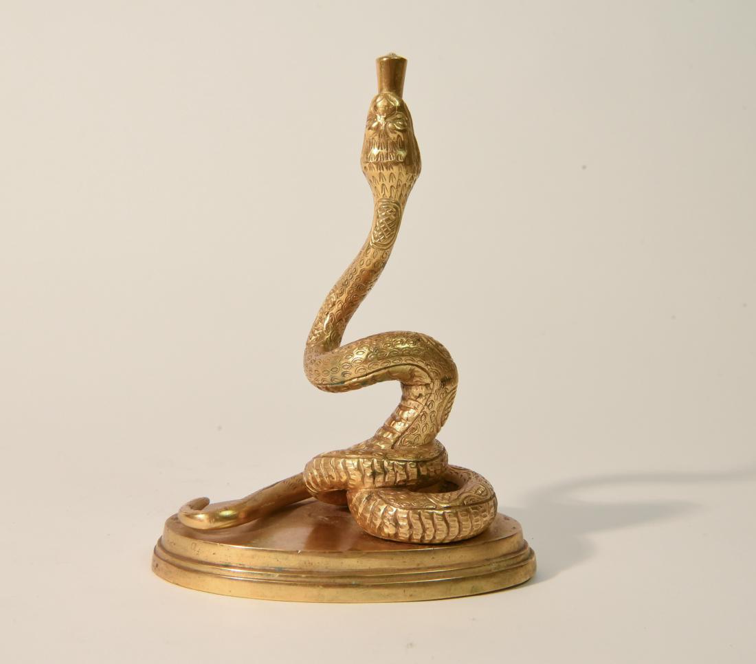 FRENCH DORE GILT BRONZE FIGURAL SNAKE LAMP (1 of 7)
