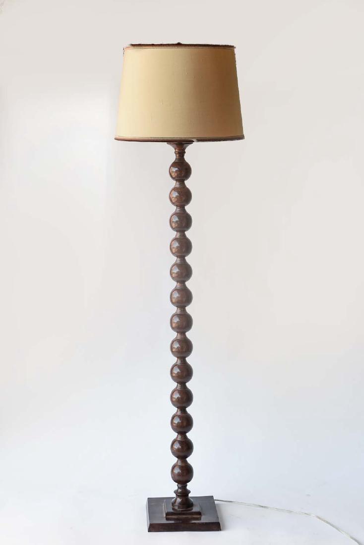 FAUX GOATSKIN PATINA BRONZE FLOOR LAMP W/ SHADE (1 of 10)