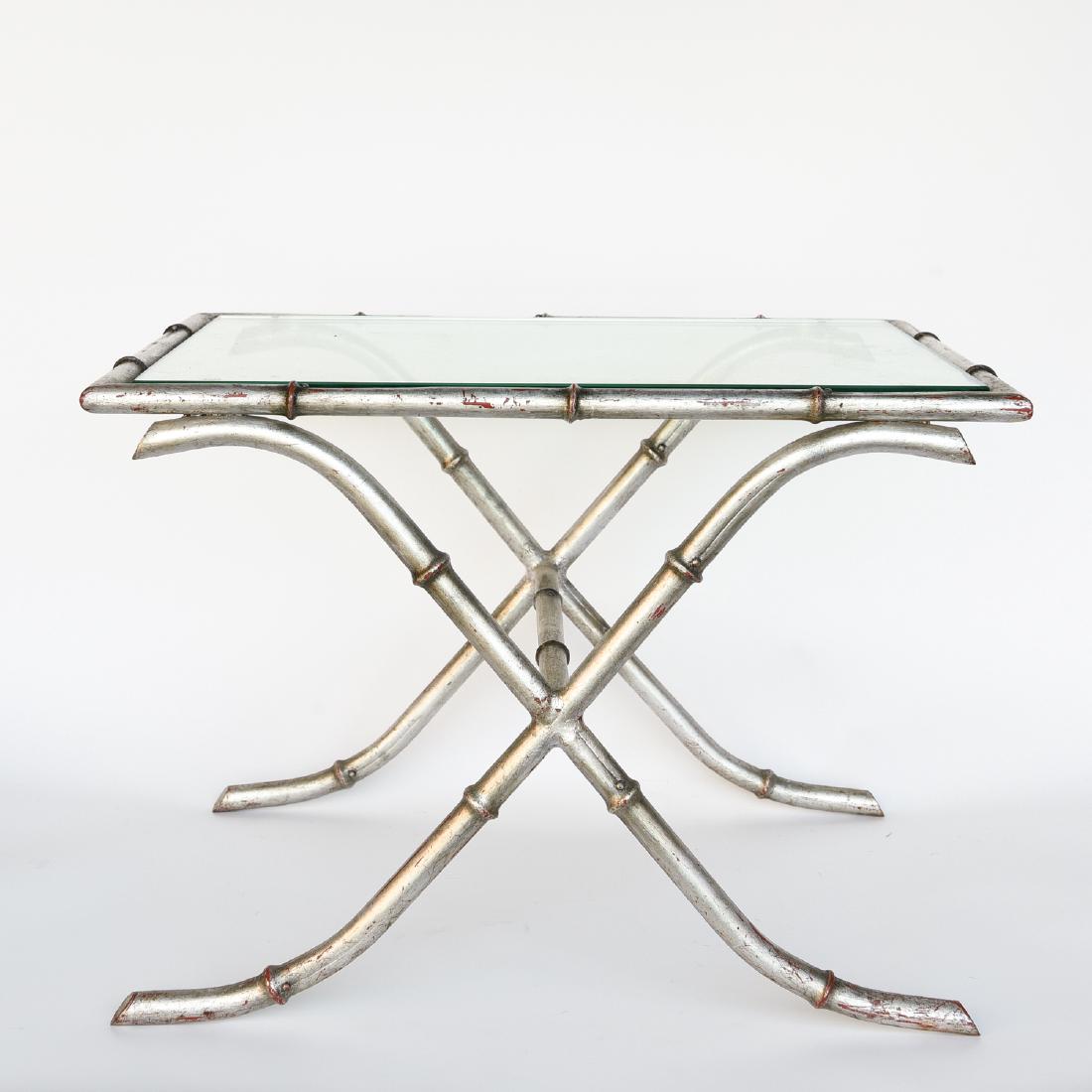 FAUX BAMBOO METAL & GLASS SIDE TABLE (1 of 8)