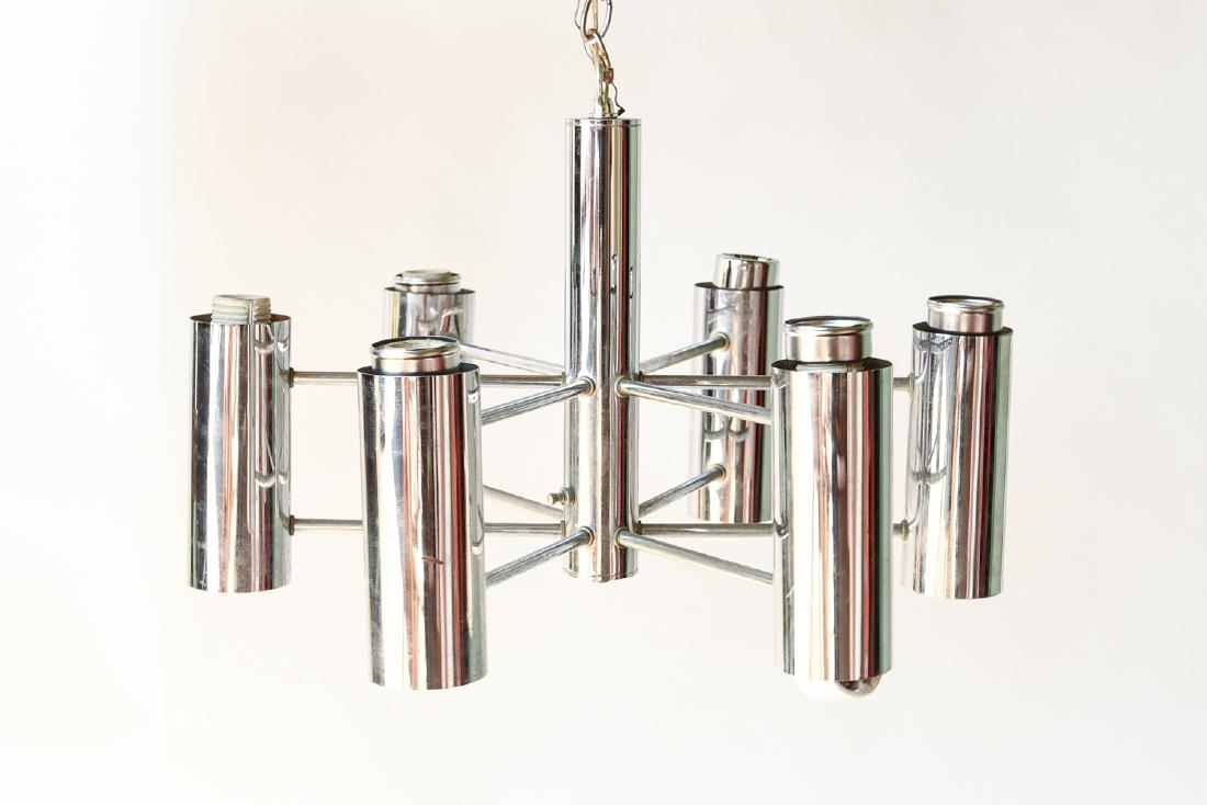 SCIOLARI STYLE TUBULAR CHROME CHANDELIER (1 of 6)