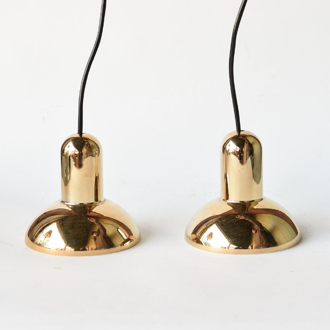 (2) LYFA DANISH HANGING PENDANT LIGHTS: Dimensions: H 5.5" x Dia 6"Condition: Some minor pitting to metal. Will need to be rewired.
