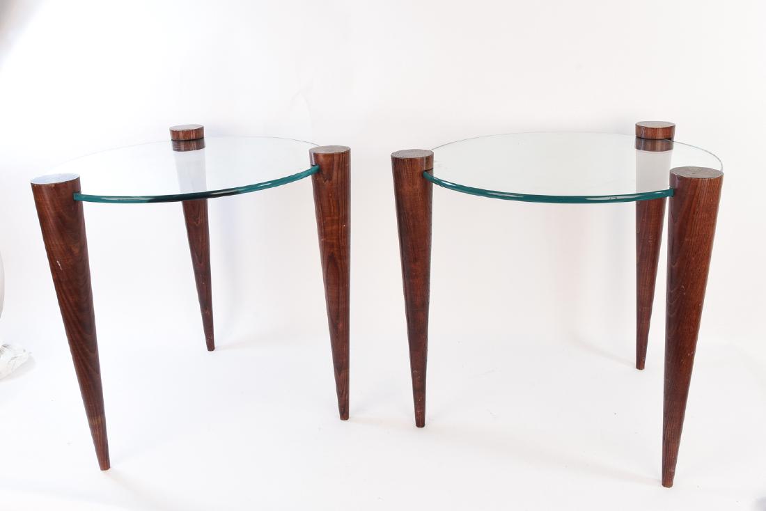 PAIR OF MID-CENTURY TAPERED LEG GLASS SIDE TABLES (1 of 9)