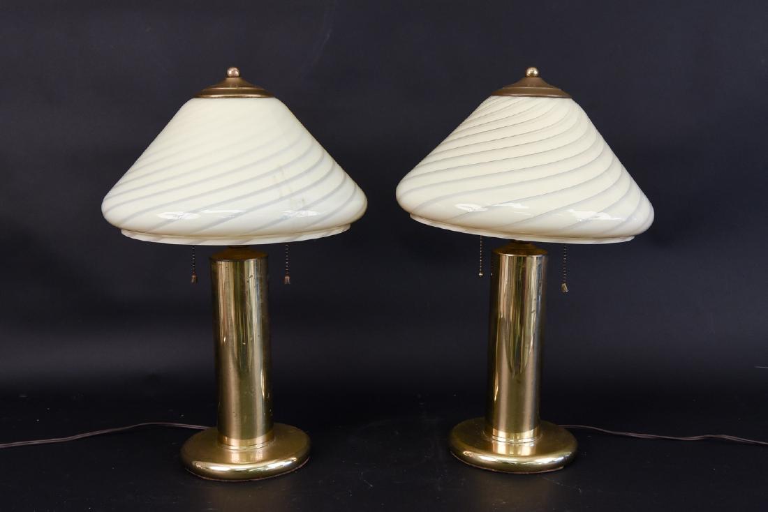 PAIR OF VETRI MURANO VENINI GLASS TABLE LAMPS (1 of 10)