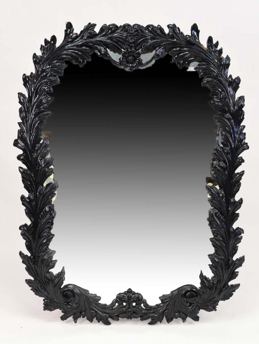 LARGE BLACK LACQUER MIRROR (1 of 9)