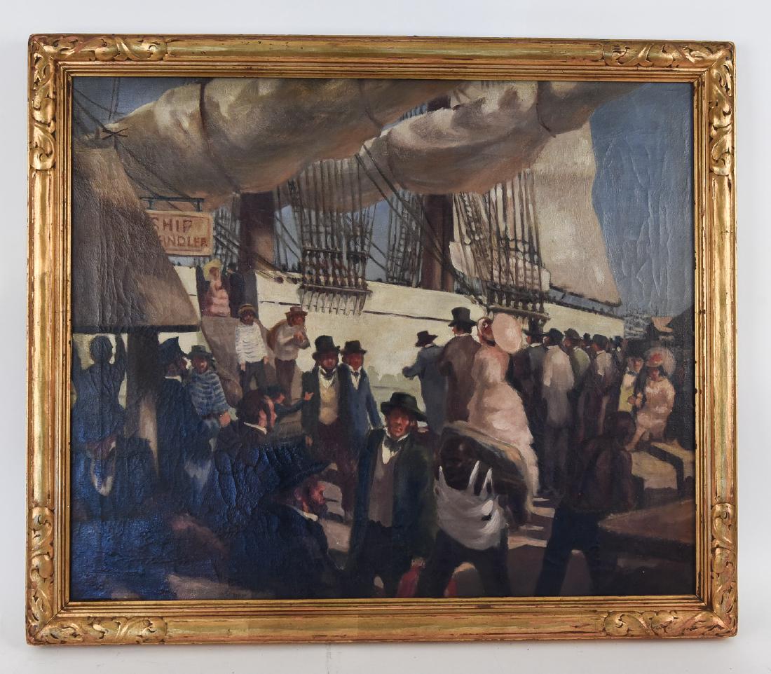 EARLY 20TH C. SHIP BOARDING PAINTING (1 of 10)