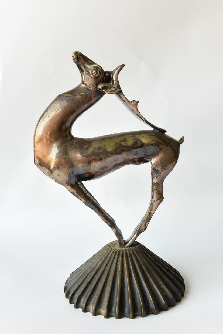 FRENCH ART DECO SILVER BRONZE GAZELLE SCULPTURE (1 of 8)