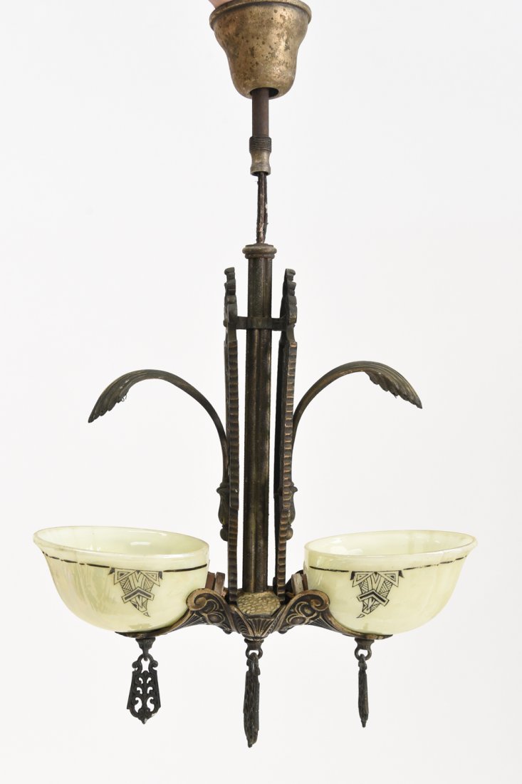 ART DECO DOUBLE LIGHT PENDANT FIXTURE (1 of 9)