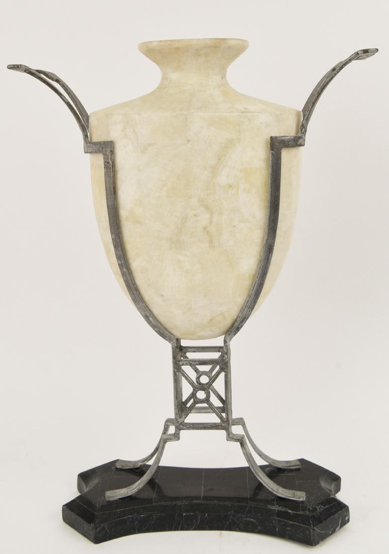LARGE MAITLAND SMITH TESSELATED STONE URN ON STAND (1 of 9)