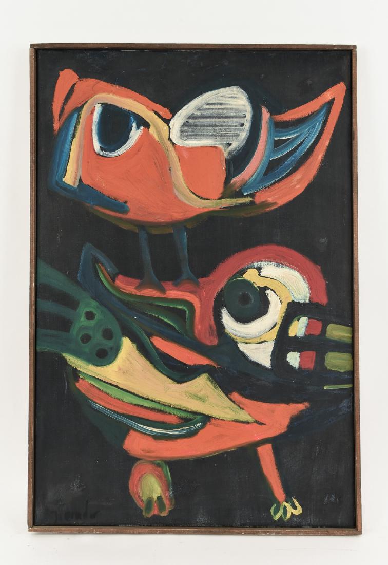 ABSTRACT O/C BIRD PAINTING (1 of 9)