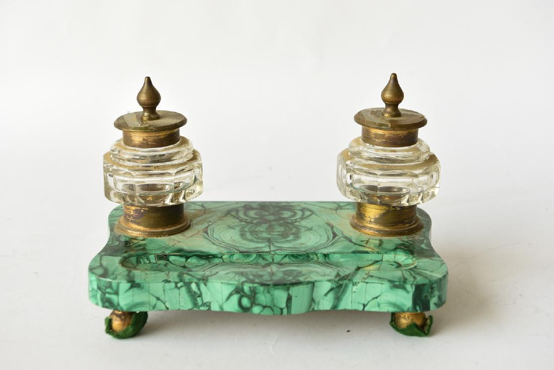 19TH C. MALACHITE INKWELL (1 of 10)