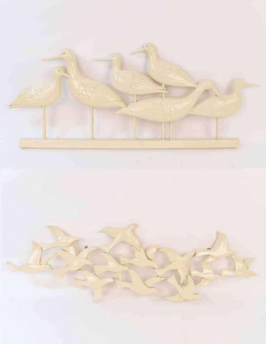 (2) MID-CENTURY SYROCO WALL SCULPTURES: Dimensions: (ducks) H 14.75" x W 35" Condition: Some light marks.
