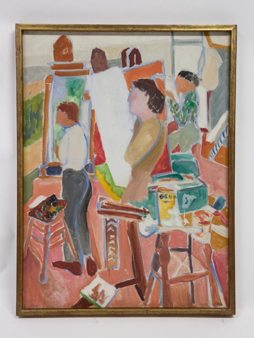 ELLEN MCBRIDE (20TH C. ARTIST): Untitled (studio art class) Dimensions: (Frame) H 33" x W 25", (Sight) H 32" x W 24" Condition: Paper on back contains tears. Image has not been examined out of the frame.