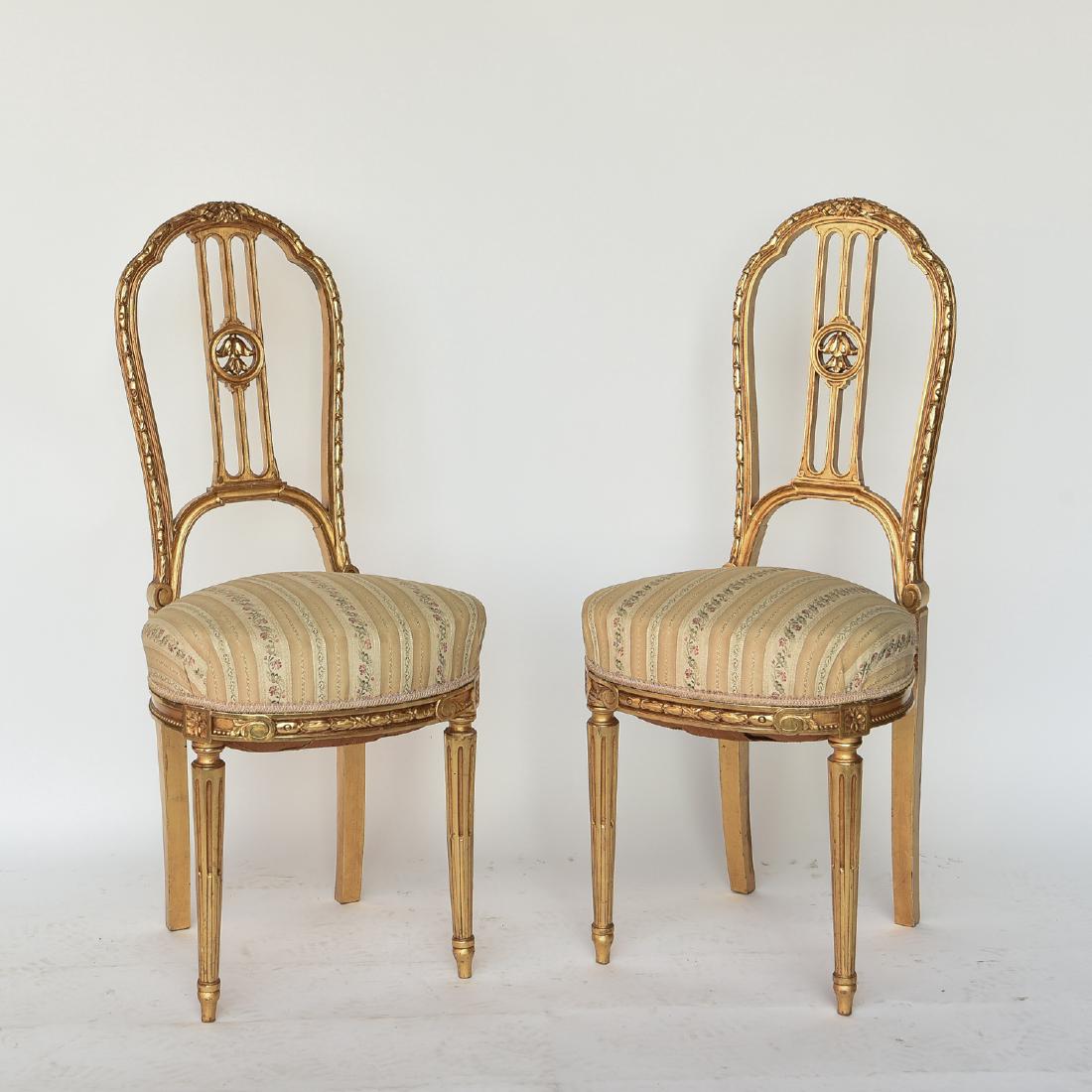 PAIR GILT FRENCH SIDE CHAIRS (1 of 10)