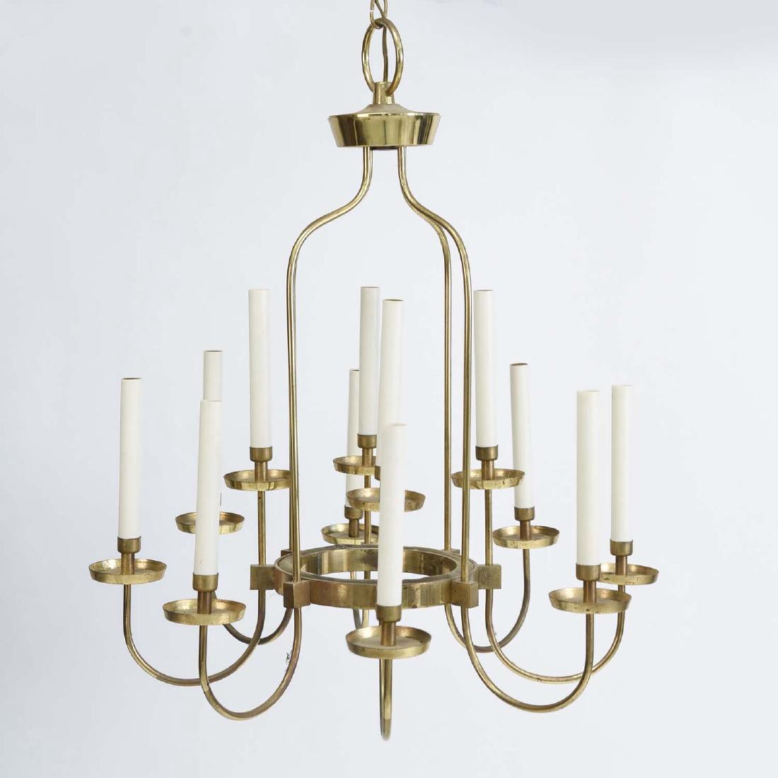 LIGHTOLIER PARZINGER STYLE CHANDELIER: Dimensions: H 27.5” x Dia. 25” Condition: May be in need of rewiring. Oxidation.