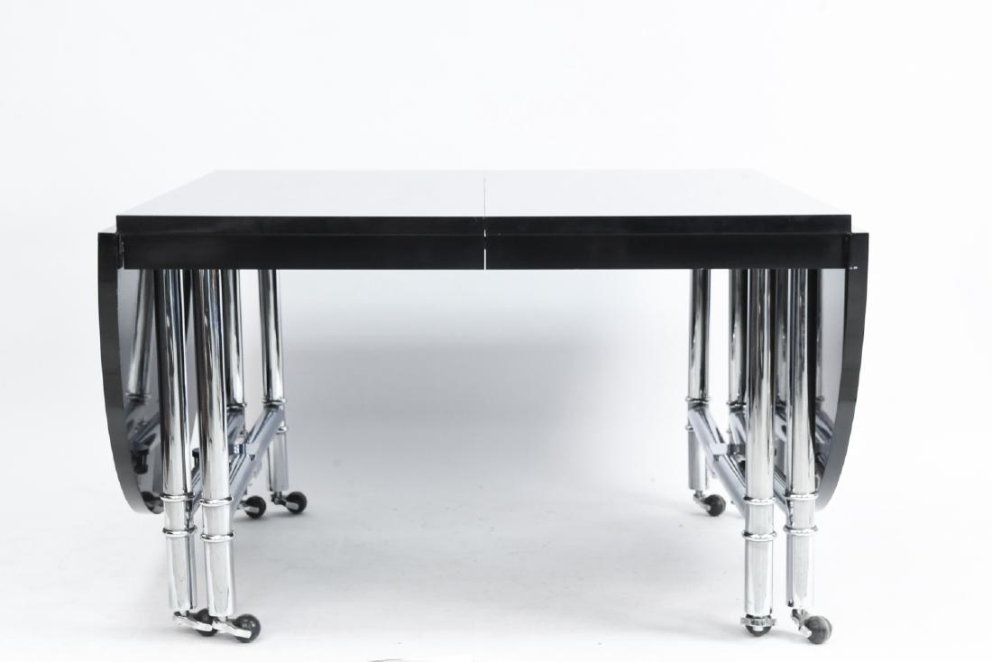 CHROME & BLACK LACQUER DROP LEAF DINING TABLE (1 of 10)