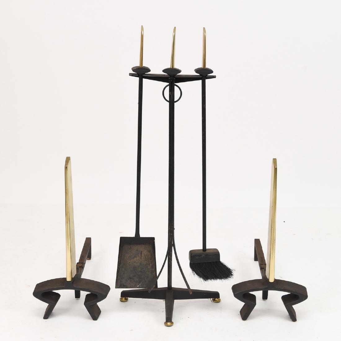 DONALD DESKEY MID-CENTURY FIREPLACE TOOLS ANDIRONS (1 of 10)