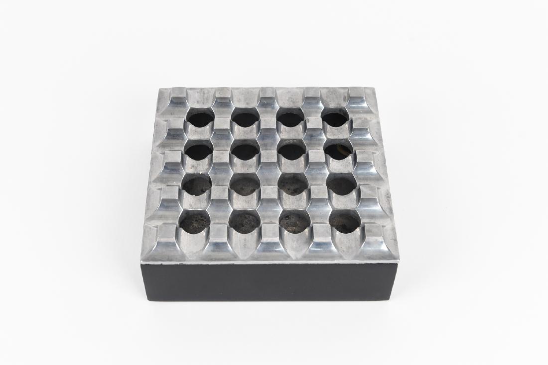 BECK & JUNG ULTIMA 15 GEOMETRIC ASHTRAY: Beck & Jung Ultima 15 Geometric Ashtray Designed by Ba¨ckstro¨m & Ljungberg. Made in Denmark for Diverse Ting in Malmö, Sweden. Dimensions: H 2.25" x W 6" x D 6" Condition: Wear consistent with age