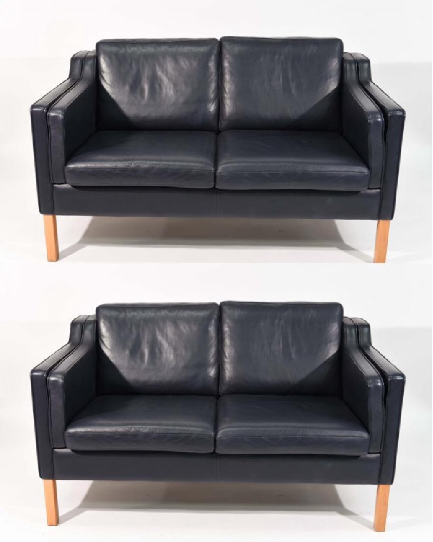PAIR OF STOUBY BORGE MOGENSEN STYLE LOVESEAT SOFA (1 of 9)