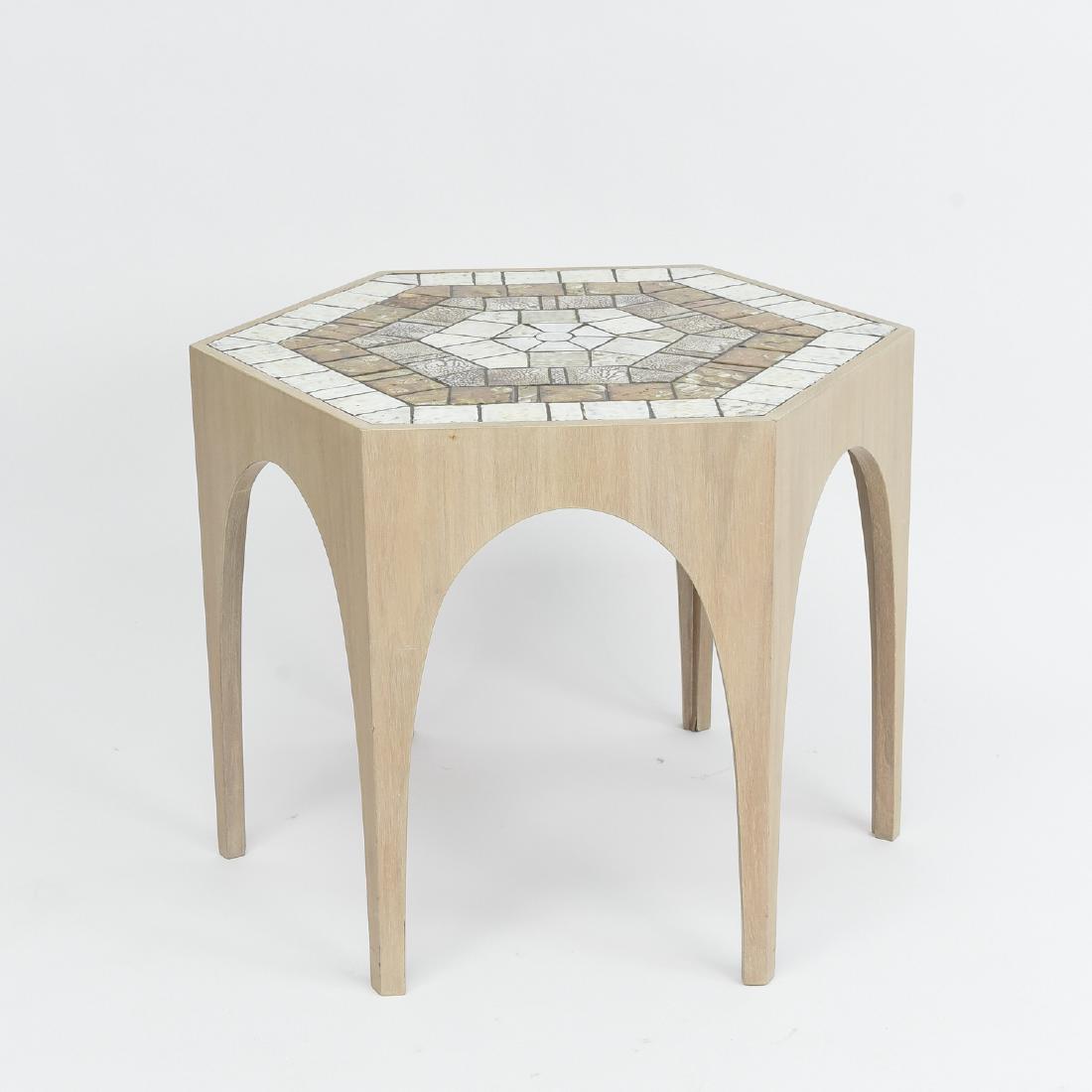 MID-CENTURY HEXAGONAL MOSAIC TILE TOP TABLE (1 of 8)