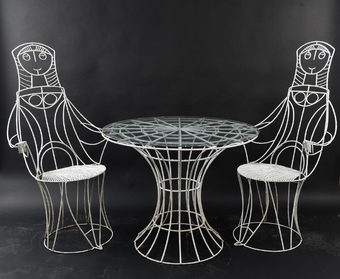 JOHN RISLEY (1912-2002) IRON FIGURAL BISTRO SET (1 of 12)