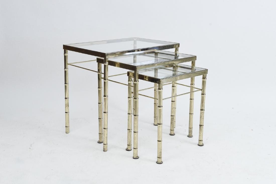 BRASS AND GLASS FAUX BAMBOO NESTING TABLES (1 of 10)