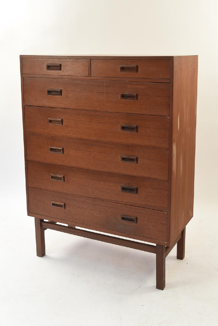 DANISH MID-CENTURY TEAK TALLBOY CHEST OF DRAWERS (1 of 8)