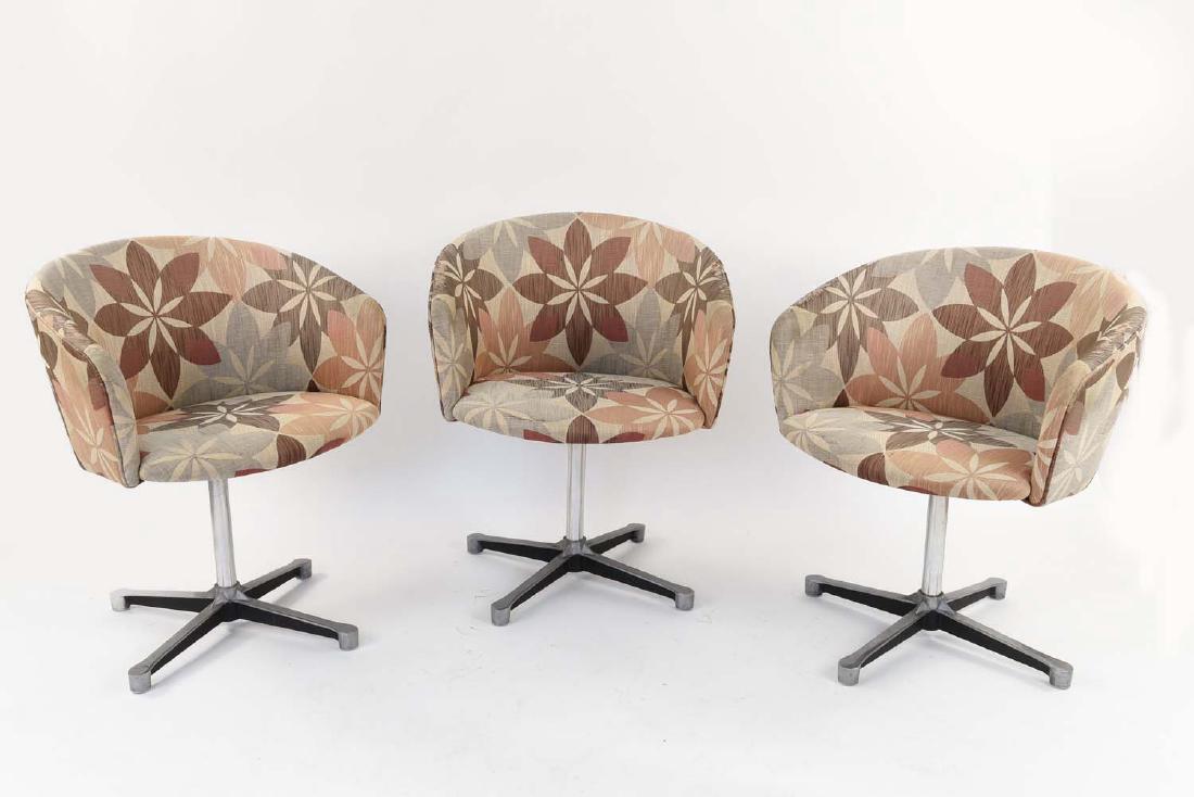 (3) MID-CENTURY BARREL BACK SWIVEL CHAIRS (1 of 9)