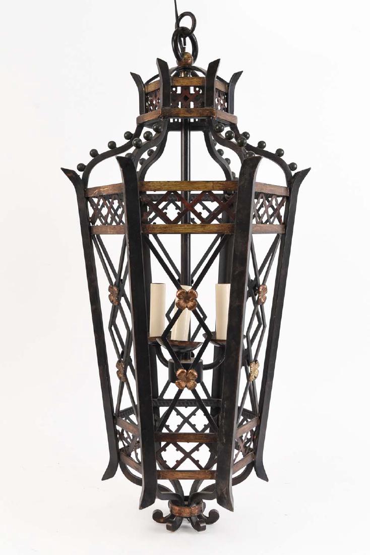 ARTS & CRAFTS STYLE IRON HANGING LANTERN (1 of 8)