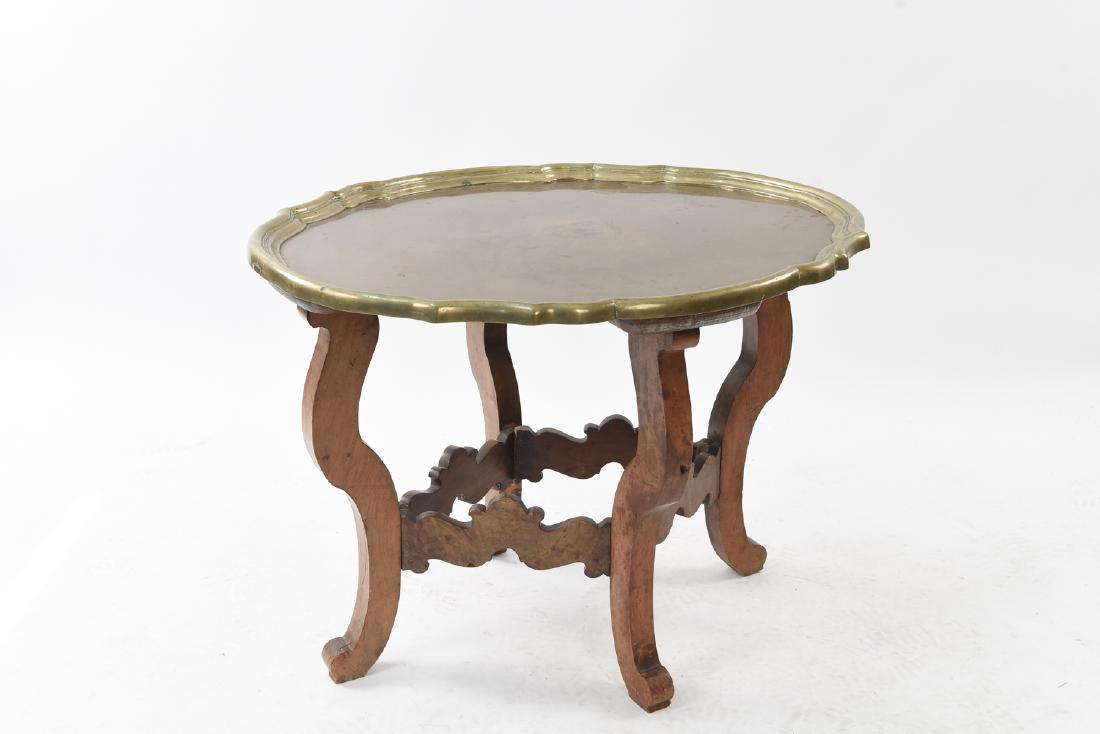 BRASS AND WOOD TRAY TABLE (1 of 8)