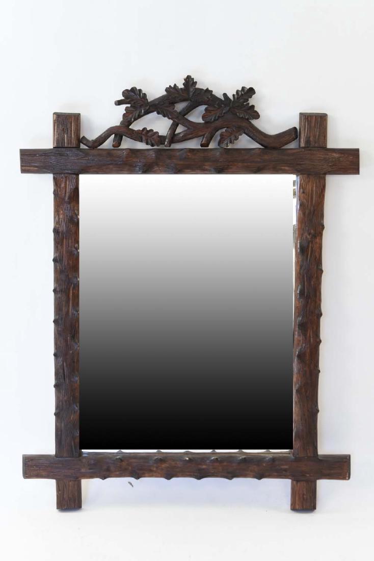 CARVED BLACK FOREST STYLE MIRROR (1 of 9)
