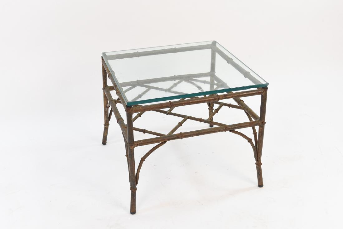 GLASS AND IRON FAUX BAMBOO SIDE TABLE (1 of 8)