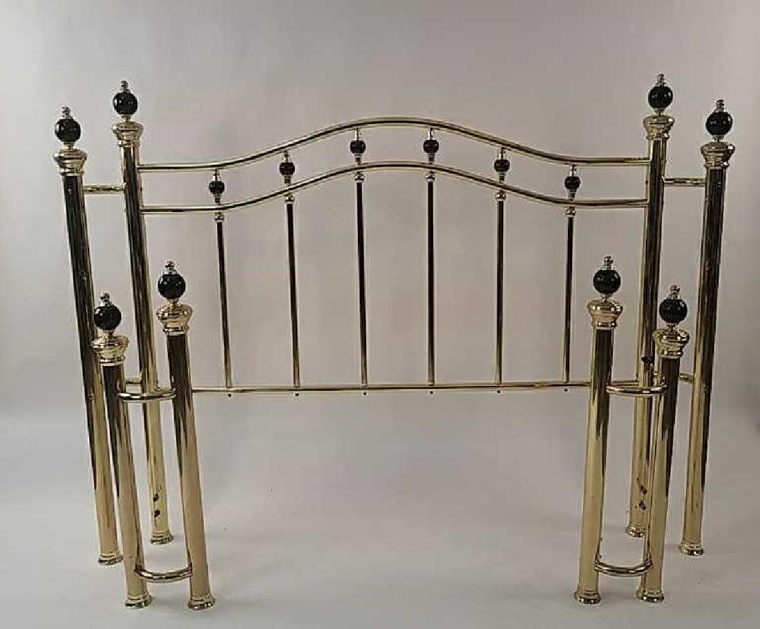 WESLEY ALLEN BRASS BED: Includes metal side and underneath supports. Dimensions: (Headboard) H 55” x W 71” x D 7” Condition: No issues to note.